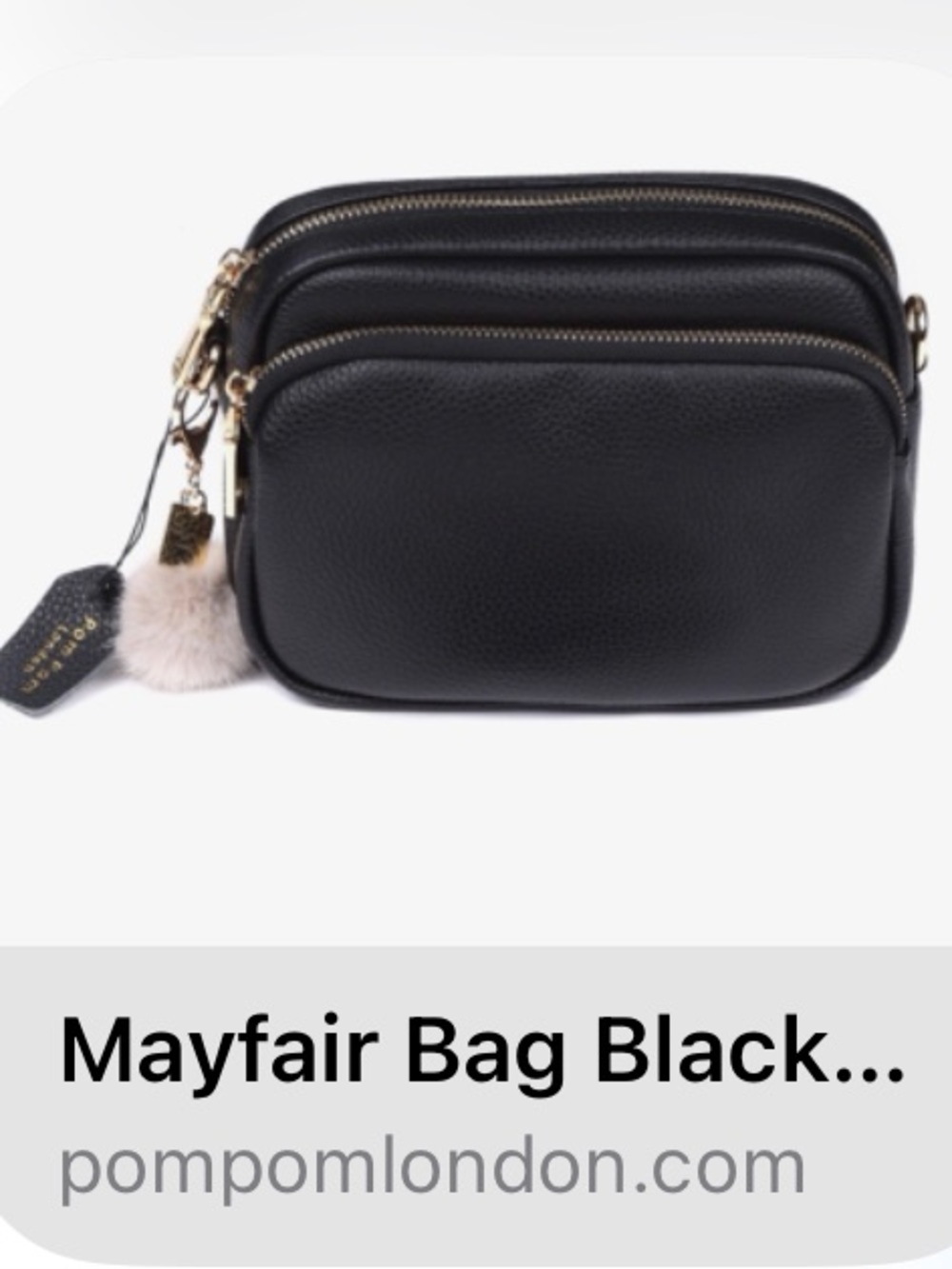 Pom Pom London Mayfair Crossbody Bag in Black Leather / includes 3 straps! - Picture 8 of 8
